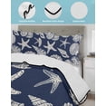 thumbnail image 3 of Twin Quilt Bedding Set, Navy Blue Starfish Coastal Reversible Summer Quilt 3 Pieces, Shell Summer Beach Nautical Lightweight Bedspreads Coverlets with 2 Pillow Shams for All Seasons, 3 of 5