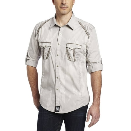 Gray Long Sleeve Shirt - Wrangler Men's Rock 47 By Dress Long Sleeve Shirt, Grey, X-Large