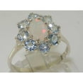 thumbnail image 2 of LBG British Made 14k White Gold Natural Opal & Aquamarine Womens Promise Ring - 33 size options - Size 9.5, 2 of 3