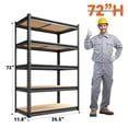 thumbnail image 4 of 60/72-Inch Heavy-Duty 5-Tier Metal Garage Shelving, Adjustable Industrial Storage Rack, Easy Assembly, for Industrial, Garden, Warehouse, Basement, Storage Room, Indoor & Outdoor Use, 4 of 7