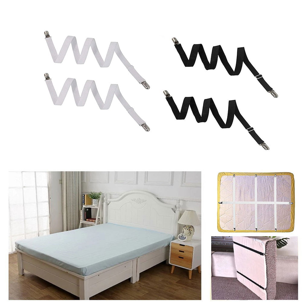 adjustable sheet clips Details about   Elastic straps to hold sheets set of 4 mattress covers 