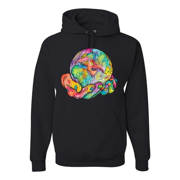Wild Bobby Rainbow Painted I've Got The Whole World Dean Russo Design Inspirational/Christian Unisex Hoodie Sweatshirt, Black, Small