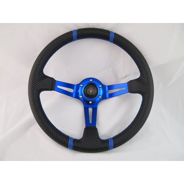 Boat Blue Steering Wheel W/Adapter 3 Spoke Boats With A 3/4" Tapered Key Marine"