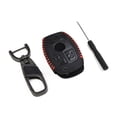 thumbnail image 2 of Leather Keyless Entry Remote Control Smart Key Case Cover with a Key Chain Compatible for Mercedes Benz 3 Buttons (Black and Red Line), 2 of 11