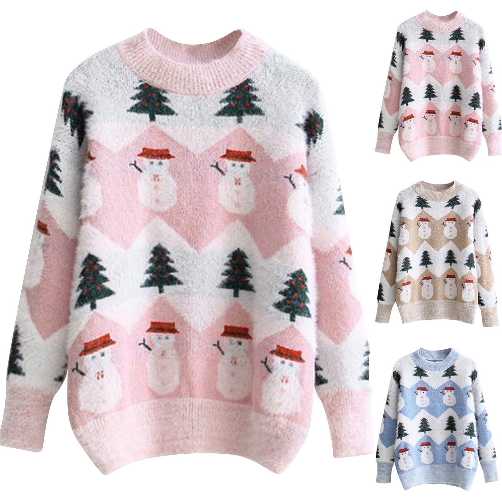 Pull Manches Longues Motif Pingouin « Merry & Bright » - Design Mignon Rétro Pour Noël, Hiver - Coupe Classique, Léger