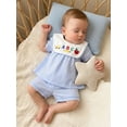 thumbnail image 4 of BemeyourBBs Kids Toddler Baby Boy Girl Back to School Outfit Pre Kindergarten Outfits Short Sleeve Pencil Apple Embroidery Striped Shirt and Shorts Set Toddler Baby Boy Girl Summer Clothes, 4 of 9