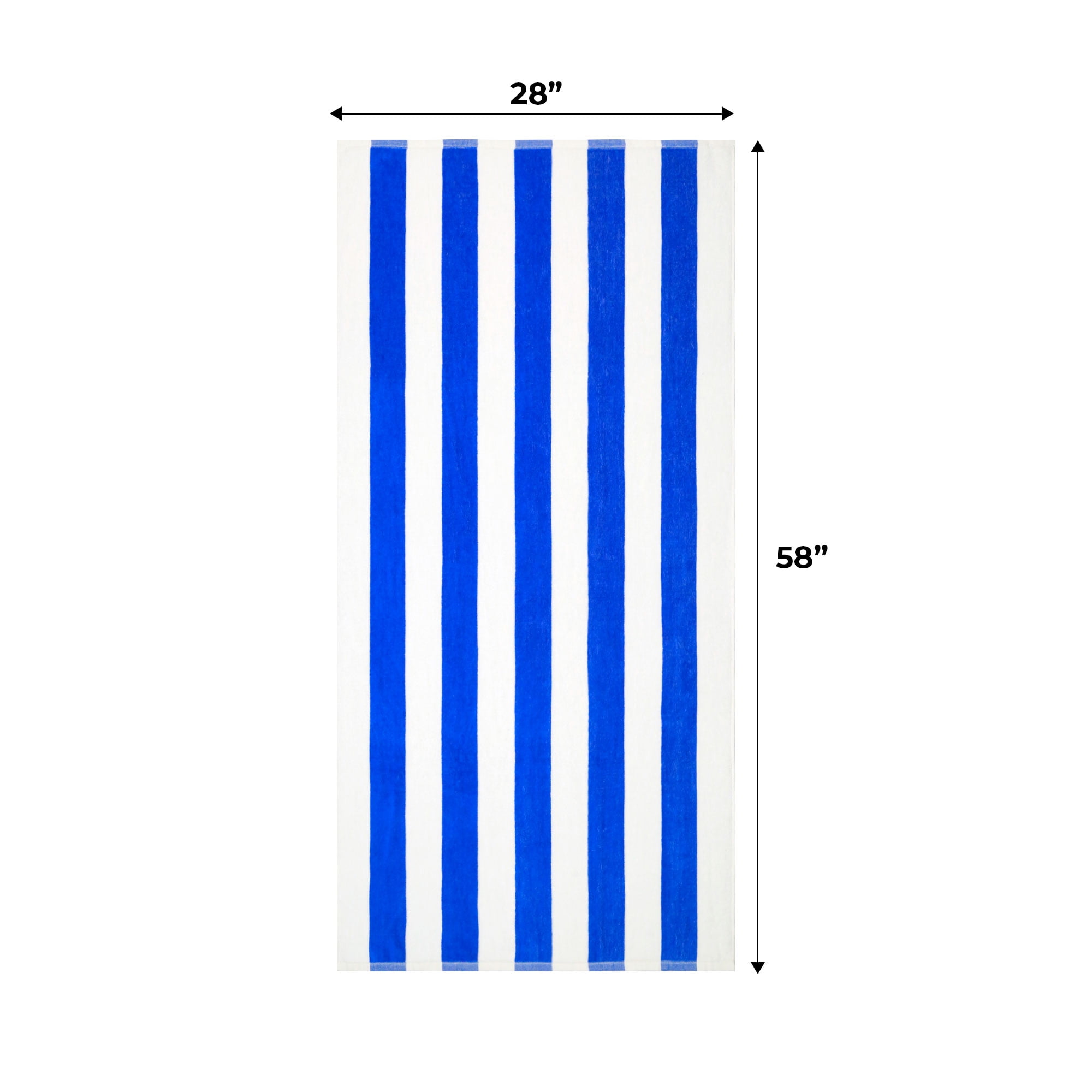 (2 pack) Mainstays Cabana Stripe Beach Towel, 58" x 28", Blue