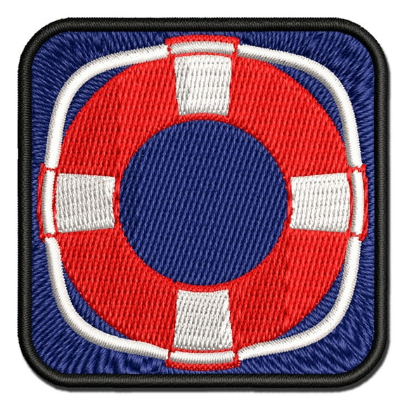 Nautical Lifesaver Buoy Preserver Applique Multi-Color Embroidered Iron-On Patch - 2.5 Inch Small