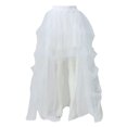 thumbnail image 4 of Yuncity Women Skirts Solid Color High Waist Elastic Maxi A-Line Mesh Asymmetrical Ruffle Summer Leisure Evening Ceremonies Wear Women's Skirts Size XL White, 4 of 6