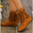 thumbnail image 5 of Solid color flat boots Women's Mid Calf Boots - Pull On Cowboy Style Booties, 5 of 7