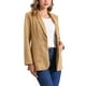 thumbnail image 4 of CHAQUETA DE TRAJE ELEGANTE Blazer de mujer con cuello de solapa y un botón de ante sintético L Caqui, 4 of 6