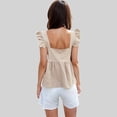 thumbnail image 4 of Women's Ruffle Sleeve Babydoll Top with Square Neckline - Large, Khaki, 4 of 4
