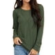 thumbnail image 1 of Top de manga larga para mujer, cuello redondo con hombros descubiertos, Color puro, ajuste holgado, camisa informal para mujer para citas en el trabajo, 1 of 6
