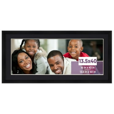 13.5x40 Frame Black With Black Picture Mat For 13.5x40 Photo - Black 16x43 Frame To Display Print