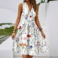 thumbnail image 2 of Dresses For Women 2025 Elegant Classy, Smocked Floral Casual V Neck Sleeveless Tunic Tank Dress Cocktail Beach Vacation Midi Dresses Formal Graduation Dresses Work Dress (XXL, White) ZMTing, 2 of 5