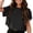 black, variant on Women's Short Sleeve Crew Neck Crop T‑Shirt Casual Loose Fit Basic Tee