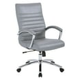 thumbnail image 1 of Executive Mid-Back Chair in Grey Faux Leather with Padded Arms and Chrome Finish Base, 1 of 3