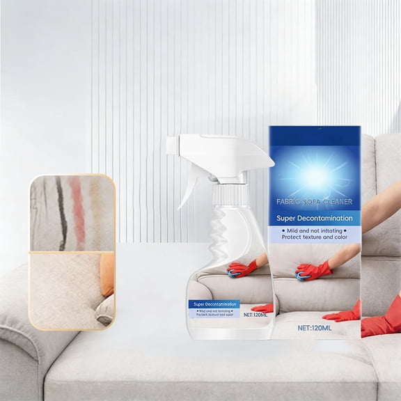 Fabric Sofa Cleaner 120ml | Upholstery Stain Remover | Fast-Acting Upholstery Cleaner for Sofas, Chairs | Plastic Bottle, White | Compact Size for Targeted Fabric Cleaning