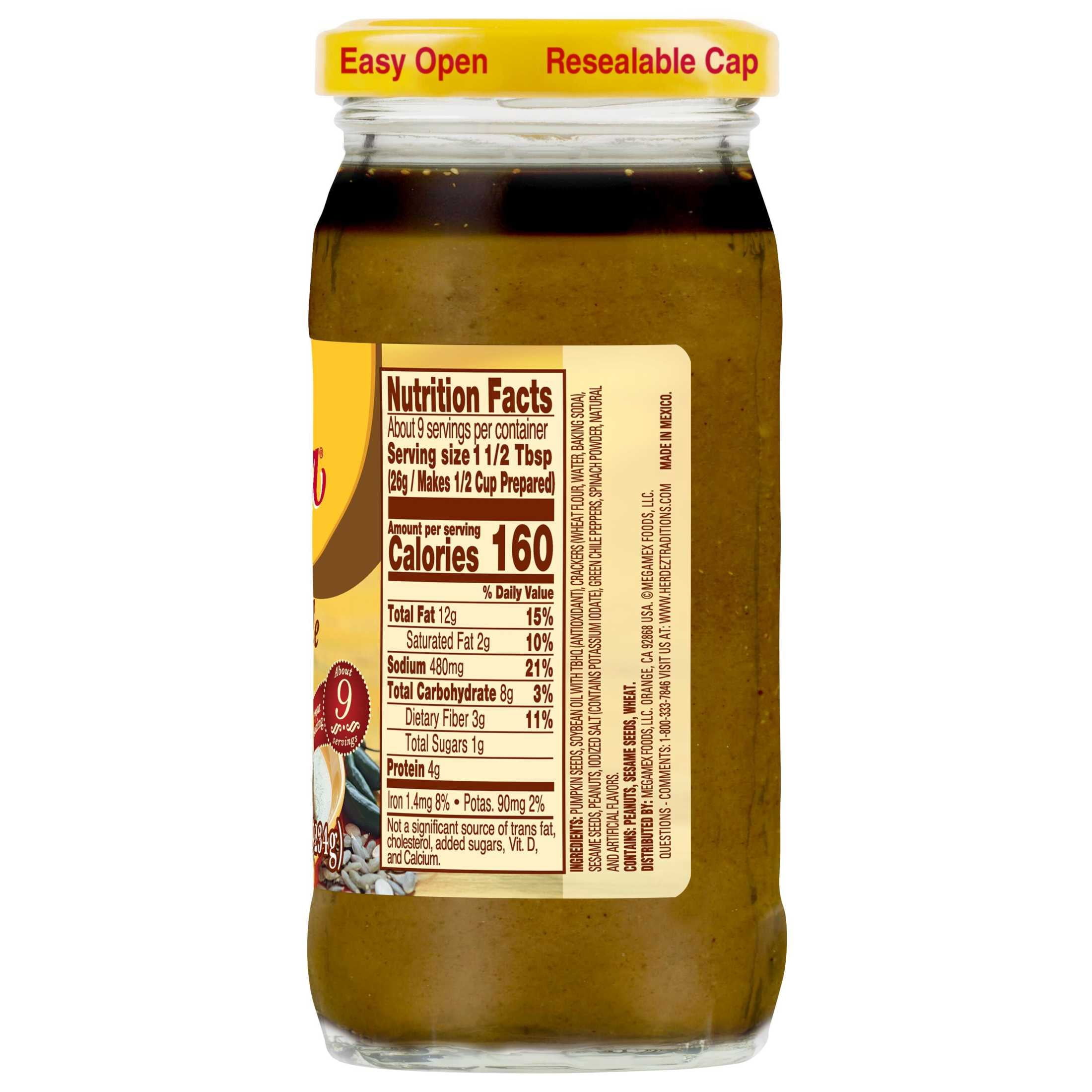 (4 pack) DOÑA MARÍA Verde Mole, Cooking Sauces and Marinades, Shelf Stable, 8.25 oz Glass Jar