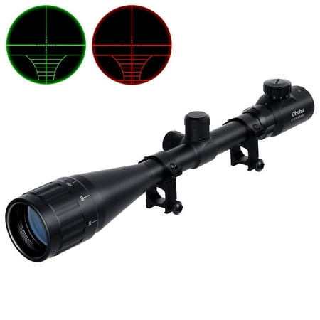 Ohuhu 6-24x50 AOE Red and Green Gun Scope with (Best Scope Mounted Light)