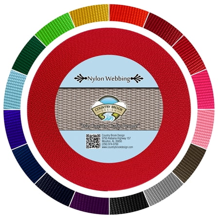 Country Brook Design® 1 1/2 inch Bright Red Heavy Duty Nylon Webbing 5 Yards