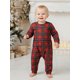 thumbnail image 2 of Pijamas navideños familiares a juego, camisetas a cuadros y pantalones con cintura elástica, pelele para bebé., 2 of 10