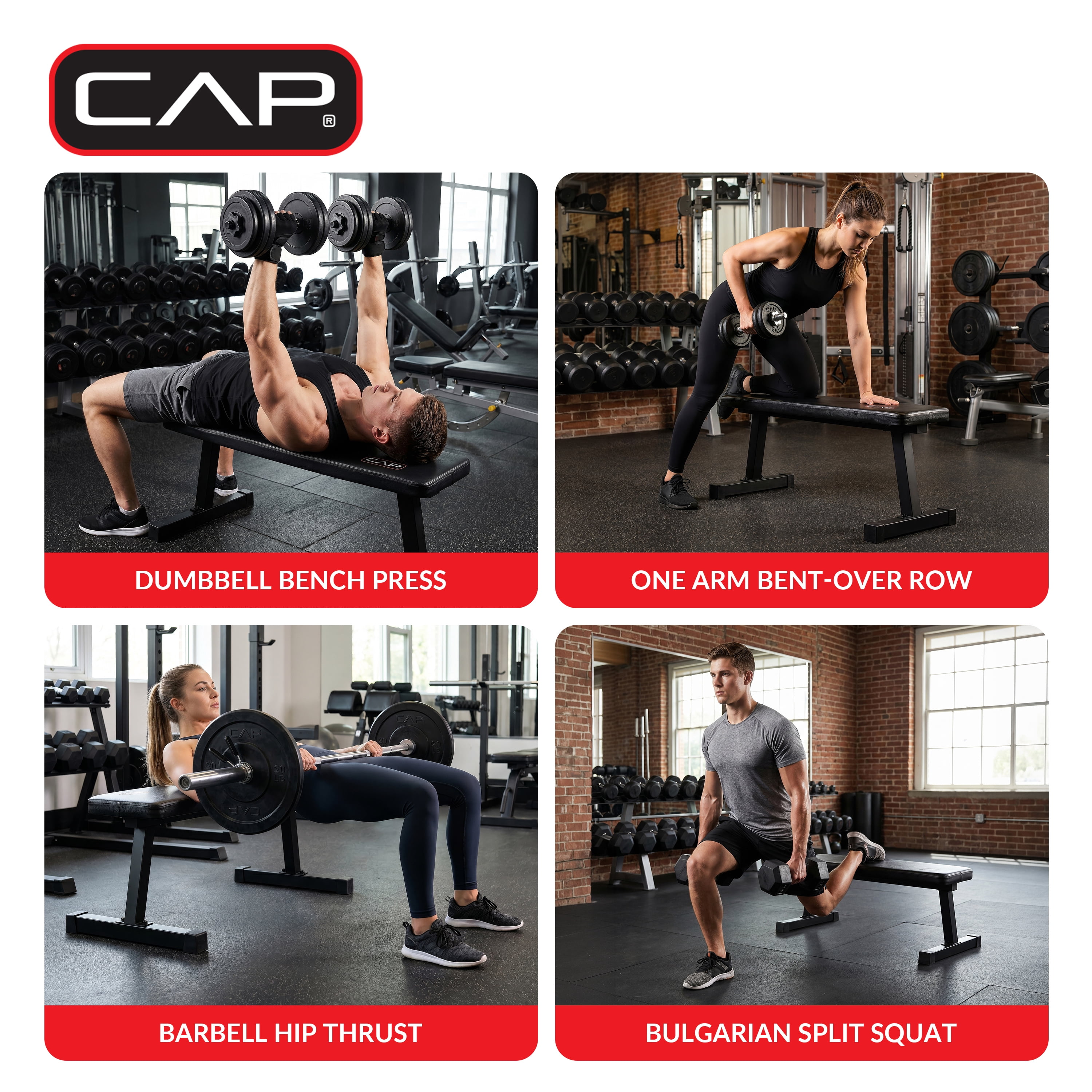 CAP Universal Flat Weight Bench, Black