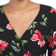 thumbnail image 3 of Anne Klein Women's Roses Floral Print Long Sleeve Wrap Mini Dress-Black / 6, 3 of 6