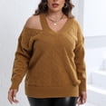thumbnail image 4 of Babysbule Plus Size Womens Sweaters New Arrivals Women's Fashion V-neck Large Size Long Sleeve Casual Sweater Women's Fashion, 4 of 6