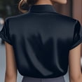 thumbnail image 6 of Vekome Womens Blouses Business Plus Size Short Sleeve T Shirts Collared Elegant Pullover Satin Solid Color Summer Tops, 6 of 8