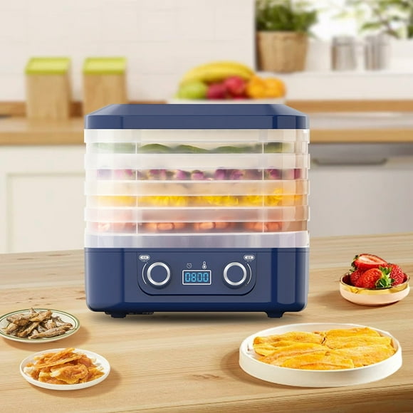 Food Dehydrator Machine Adjustable Temperature & 24H Timer, 6-Tray Dehydrators for Food and Jerky, Fruit, Dog Treats, Herbs, Snacks, LED Display, 200W Electric Food Dryer, Recipe Book