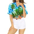 thumbnail image 2 of LA LEELA Hawaiian Shirts Womens Casual Summer Beach Party Blouse Shirt Tropical Tops Blouses Short Sleeve Dress Shirts Dresses for Women S Sea Flamingo, Autumn Turquoise, 2 of 5
