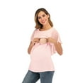 thumbnail image 2 of ZTTD Womens Maternity Irregular Soild Hem Tee Shirt Casual Short Sleeve Crew Neck Basic Nursed T Shirt Top Breastfeeding Blouse, 2 of 9