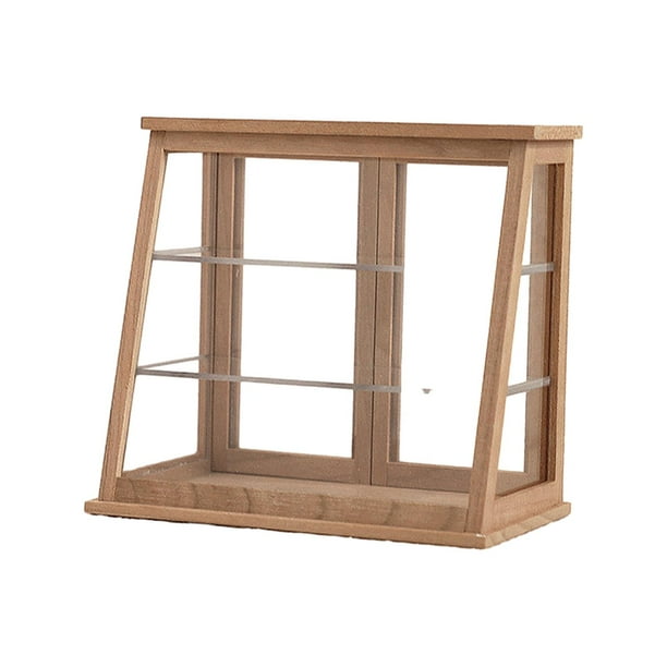 Mini mostrador de madera para donas de postre, 3 niveles, vitrina de panadería en miniatura, escala 1/12, transparente Estilo C