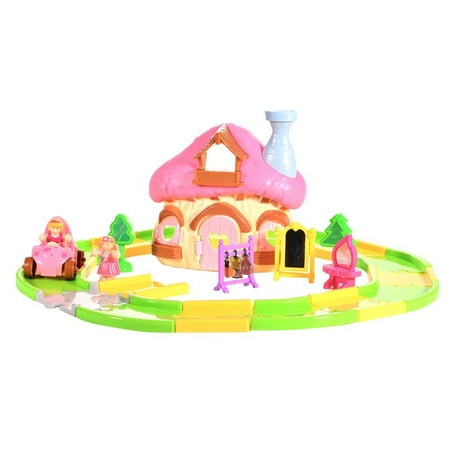 Princess Mushroom House with Pull Back Car Assembly Track