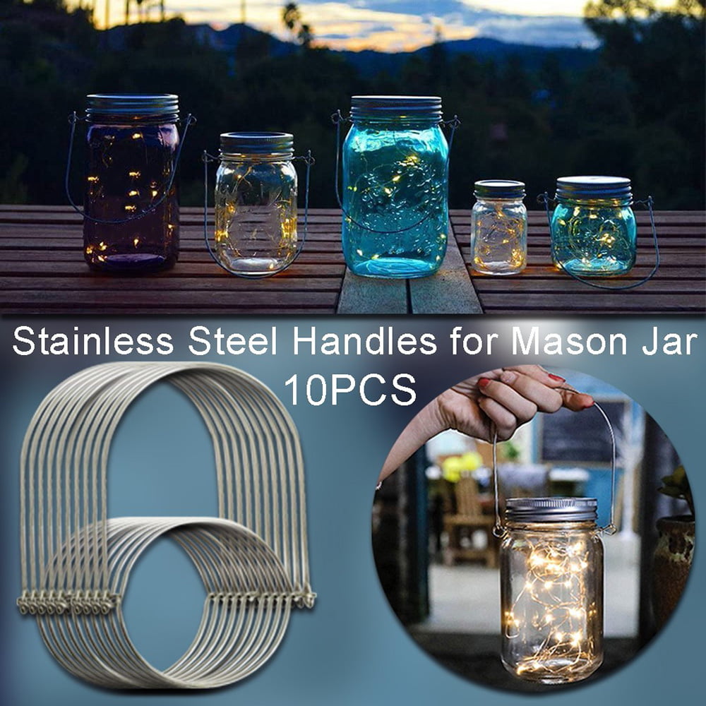 Xisheep Mason Jar Wire Hangers 10 Pack Stainless Steel Wire Handles for Regular Mouth Mason Jar