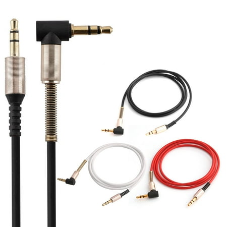 Ipad Samsung Tablet Afflux 3.5mm Aux Cable Audio Extension 90 Degree Angle Cord 3FT Auxiliary For Android Samsung iPhone iPad iPod PC Computer Laptop Tablet Speaker Home Car System Headset High Quality Black ()