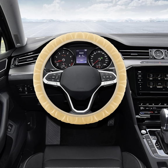 Fuzzy Fluffy Steering Wheel Cover for Women, Soft Plush Warm Winter Car Steering Wheel Protector, Universal Fit 14.5-15 inch, Comfortable Anti-Slip Interior Accessories