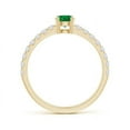 thumbnail image 2 of ANGARA Natural Classic Solitaire Emerald Promise Ring with Pave Diamonds in 14K Yellow Gold for Women (Size-4.5mm) | May Birthstone, Anniversary, Jewelry Gift for Women | Natural Emerald Ring, 2 of 8