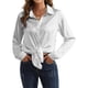thumbnail image 2 of Blusas de Satén para Mujer, Camisas de Seda con Botones, Blusas Informales de Larga para Negocios Gris M, 2 of 7