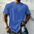 thumbnail image 2 of JULMCOMO Men's Shirts Solid Crew Neck Short Sleeve Soft Comfy Summer T Shirt Loose Fit Breathable Casual Classic Tees Blue S, 2 of 5