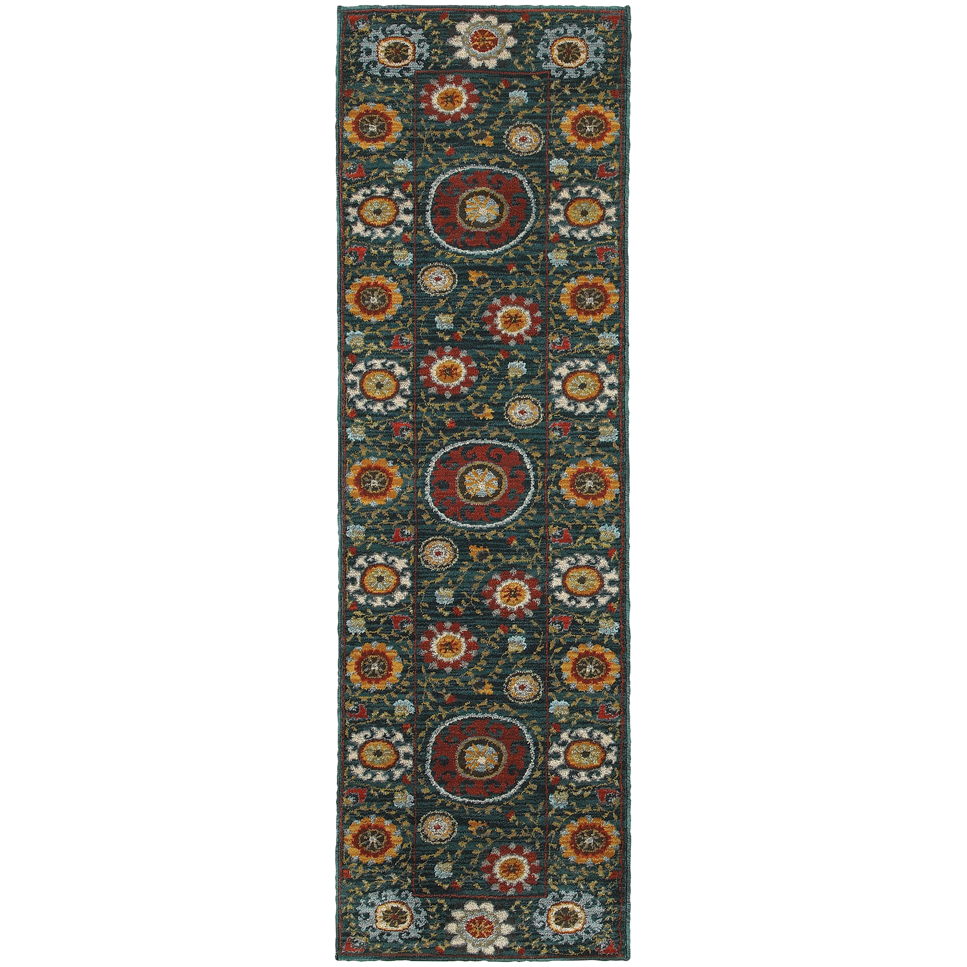 Eloisa Contemporary Floral Runner Rug, Blue Multi 2, 2' x 8' Walmart