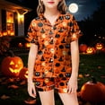 thumbnail image 2 of PEASKJP Pajamas for Kids Girls Kids Girls Pajama Set Silky PJS Button-Down Sleepwear Nightwear Loungewear Clothes Set Gifts (Orange,12-13 Years), 2 of 5