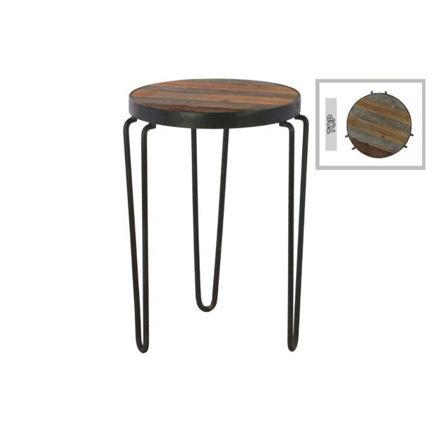 Metal Round Stool with 3 Hairpin Legs, Black