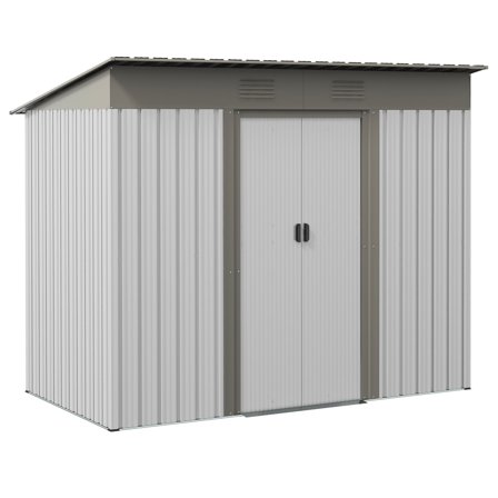 7x4 FT Lean-To Tool Storage - Double Sliding Doors & 2 Air Vents for Patio & Lawn Equipment