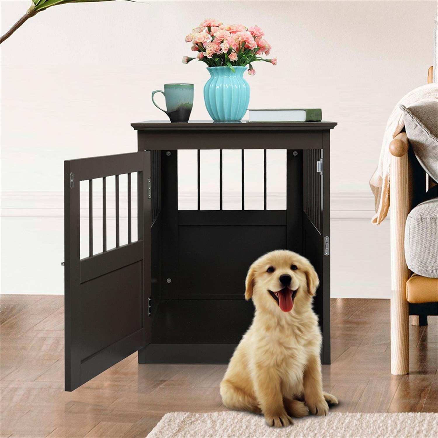 Pefilos 27" Dog Cage End Table, Dog Crate for Indoor Home, Wooden Pet Dog House, Brown Pefilos 27" Dog Cage End Table, Dog Crate for Indoor Home, Wooden Pet Dog House, Brown