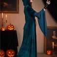 thumbnail image 6 of Witch Cosplay, Witch Costume, Witch Outfit, Witch Roleplay, Witch Cos, Women Renaissance Lace-Up Vintage Hooded Dress Medieval Witch Dress Cosplay Costume, Dark Blue L, 6 of 6