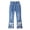 D, variant on CPNG Girls Slimming Flare Jeans Teen Girls Daily Elastic High Waisted Bow Decoration Flared Trousers Casual Bell Bottom Denim Pants(H,6-7 Years)