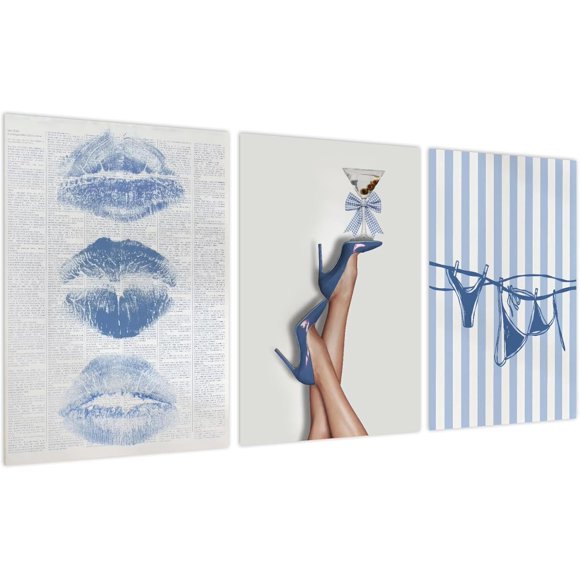Myhong.1 Black Frame Trendy Preppy Wall Art Blue 8 Ball poster Wall Decor Y2K Leopard Prints Pictures for Teen Girly Room Dorm Funframeky Cheetah Girls Bedroom Aesthetic Artwork(8"*12" x3 Pcs )