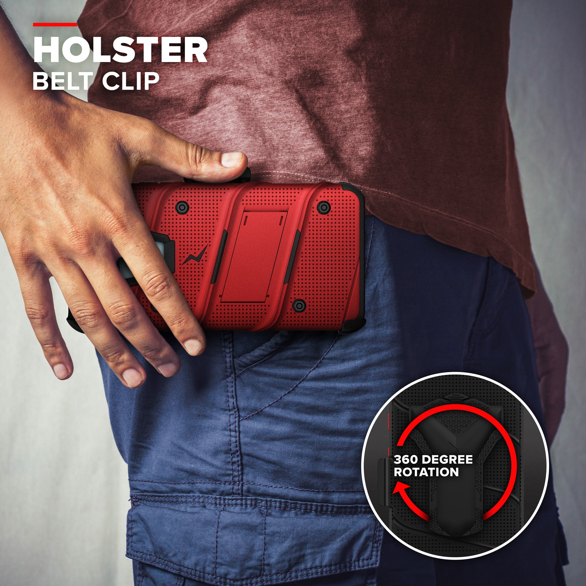Zizo BOLT Series for LG K51 / LG Reflect Case with Screen Protector Kickstand Holster Lanyard - Red & Black